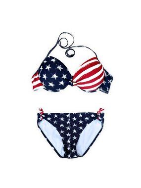 Xhilaration American Flag Push Up Bikini Set XL Stars Stripes 4th of July